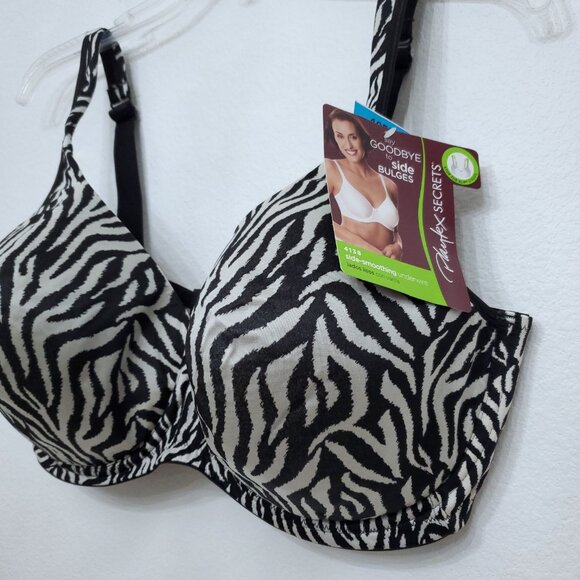 Playtex Side-smoothing Underwire Bra Zebra Print Size 40DDD - Picture 3 of 13